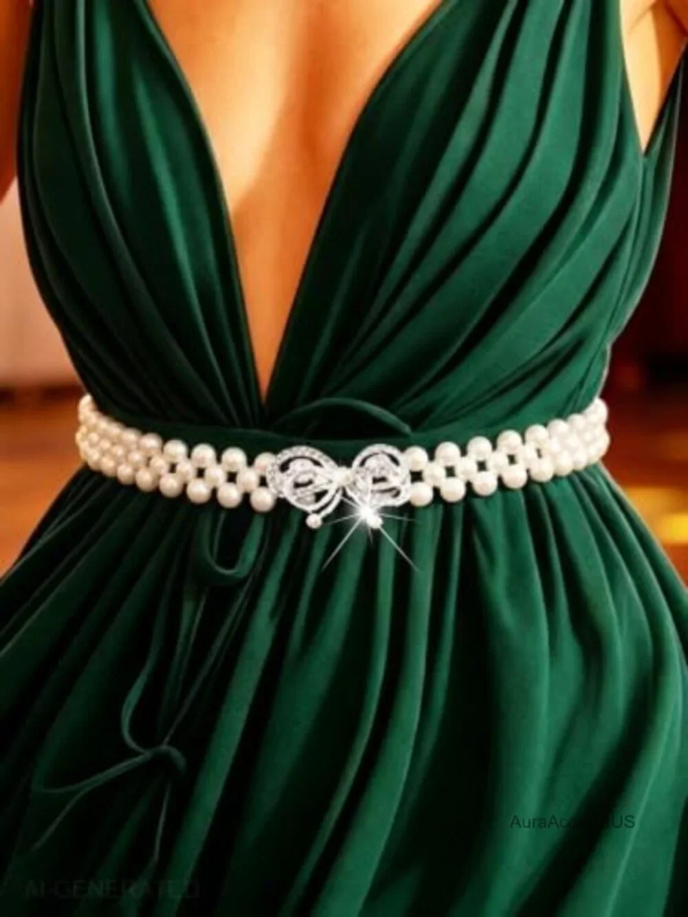 Pearl Bridal Belt Wedding Dress Accessory Elastic Waist Belt Rhinestone
